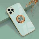 6D Electroplating Full Coverage Silicone Protective Case with Magnetic Ring Holder For iPhone 11 Pro(Light Cyan) - 1