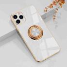 6D Electroplating Full Coverage Silicone Protective Case with Magnetic Ring Holder For iPhone 11 Pro(White) - 1