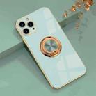 6D Electroplating Full Coverage Silicone Protective Case with Magnetic Ring Holder For iPhone 11 Pro Max(Light Cyan) - 1