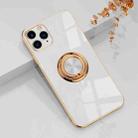 6D Electroplating Full Coverage Silicone Protective Case with Magnetic Ring Holder For iPhone 11 Pro Max(White) - 1