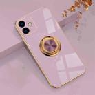 For iPhone 12 mini 6D Electroplating Full Coverage Silicone Protective Case with Magnetic Ring Holder (Light Purple) - 1