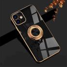 For iPhone 12 mini 6D Electroplating Full Coverage Silicone Protective Case with Magnetic Ring Holder (Black) - 1