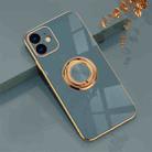 For iPhone 12 mini 6D Electroplating Full Coverage Silicone Protective Case with Magnetic Ring Holder (Grey) - 1