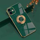 For iPhone 12 mini 6D Electroplating Full Coverage Silicone Protective Case with Magnetic Ring Holder (Dark Green) - 1