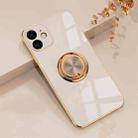 For iPhone 12 mini 6D Electroplating Full Coverage Silicone Protective Case with Magnetic Ring Holder (Light Pink) - 1
