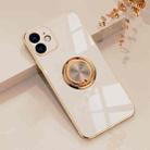 6D Electroplating Full Coverage Silicone Protective Case with Magnetic Ring Holder For iPhone 12(Light Pink) - 1