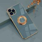 6D Electroplating Full Coverage Silicone Protective Case with Magnetic Ring Holder For iPhone 12 Pro(Grey) - 1