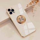 6D Electroplating Full Coverage Silicone Protective Case with Magnetic Ring Holder For iPhone 12 Pro(Light Pink) - 1