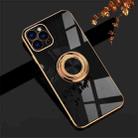 6D Electroplating Full Coverage Silicone Protective Case with Magnetic Ring Holder For iPhone 12 Pro Max(Black) - 1