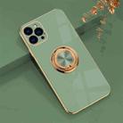 6D Electroplating Full Coverage Silicone Protective Case with Magnetic Ring Holder For iPhone 12 Pro Max(Green) - 1