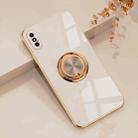 6D Electroplating Full Coverage Silicone Protective Case with Magnetic Ring Holder For iPhone XS / X(Light Pink) - 1