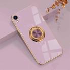 6D Electroplating Full Coverage Silicone Protective Case with Magnetic Ring Holder For iPhone XR(Light Purple) - 1