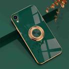 6D Electroplating Full Coverage Silicone Protective Case with Magnetic Ring Holder For iPhone XR(Dark Green) - 1