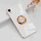 6D Electroplating Full Coverage Silicone Protective Case with Magnetic Ring Holder For iPhone XR(White) - 1