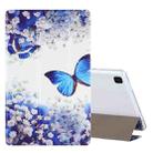 For Samsung Galaxy Tab A7 10.4 (2020) Coloured Drawing Pattern Horizontal Flip Leather Case with Three-folding Holder(Blue Butterflies) - 1