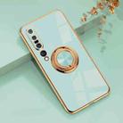 For Xiaomi Mi 10 Pro 6D Electroplating Full Coverage Silicone Protective Case with Magnetic Ring Holder(Light Cyan) - 1