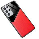 For Samsung Galaxy S21 Ultra 5G All-inclusive Leather + Organic Glass Protective Case with Metal Iron Sheet(Red) - 1