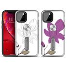 For iPhone 11 Purple Series UV light Color Changing Protective Case with Ring Bracket(Big Flower) - 1