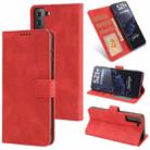 For Samsung Galaxy S21+ 5G Fantasy Classic Skin-feel Calfskin Texture Magnetic Buckle Horizontal Flip PU Leather Case with Holder & Card Slot & Wallet(Red) - 1