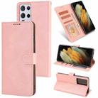 For Samsung Galaxy S21 Ultra 5G Fantasy Classic Skin-feel Calfskin Texture Magnetic Buckle Horizontal Flip PU Leather Case with Holder & Card Slot & Wallet(Pink) - 1