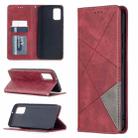For Samsung Galaxy A02s (EU Version) Rhombus Texture Horizontal Flip Magnetic Leather Case with Holder & Card Slots & Wallet(Red) - 1
