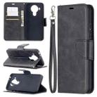 For Nokia 5.4 Retro Lambskin Texture Pure Color Horizontal Flip PU Leather Case with Holder & Card Slots & Wallet & Lanyard(Black) - 1