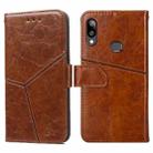 For Samsung Galaxy A10s Geometric Stitching Horizontal Flip TPU + PU Leather Case with Holder & Card Slots & Wallet(Light Brown) - 1