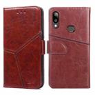 For Samsung Galaxy A10s Geometric Stitching Horizontal Flip TPU + PU Leather Case with Holder & Card Slots & Wallet(Dark Brown) - 1