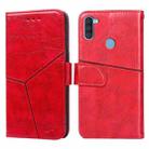 For Samsung Galaxy A11(EU Version) Geometric Stitching Horizontal Flip TPU + PU Leather Case with Holder & Card Slots & Wallet(Red) - 1