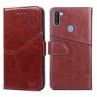 For Samsung Galaxy A11(EU Version) Geometric Stitching Horizontal Flip TPU + PU Leather Case with Holder & Card Slots & Wallet(Dark Brown) - 1