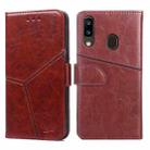 For Samsung Galaxy A20 Geometric Stitching Horizontal Flip TPU + PU Leather Case with Holder & Card Slots & Wallet(Dark Brown) - 1