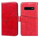 For Samsung Galaxy S10+ Geometric Stitching Horizontal Flip TPU + PU Leather Case with Holder & Card Slots & Wallet(Red) - 1