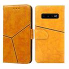For Samsung Galaxy S10+ Geometric Stitching Horizontal Flip TPU + PU Leather Case with Holder & Card Slots & Wallet(Yellow) - 1