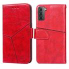 For Samsung Galaxy S21 5G Geometric Stitching Horizontal Flip TPU + PU Leather Case with Holder & Card Slots & Wallet(Red) - 1