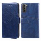 For Samsung Galaxy S21 5G Geometric Stitching Horizontal Flip TPU + PU Leather Case with Holder & Card Slots & Wallet(Blue) - 1