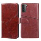For Samsung Galaxy S21 5G Geometric Stitching Horizontal Flip TPU + PU Leather Case with Holder & Card Slots & Wallet(Dark Brown) - 1