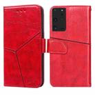 For Samsung Galaxy S21 Ultra 5G Geometric Stitching Horizontal Flip TPU + PU Leather Case with Holder & Card Slots & Wallet(Red) - 1