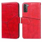 For Samsung Galaxy S21+ 5G Geometric Stitching Horizontal Flip TPU + PU Leather Case with Holder & Card Slots & Wallet(Red) - 1