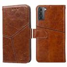 For Samsung Galaxy S21+ 5G Geometric Stitching Horizontal Flip TPU + PU Leather Case with Holder & Card Slots & Wallet(Light Brown) - 1