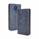 For Motorola Moto G Play (2021) Magnetic Buckle Retro Crazy Horse Texture Horizontal Flip Leather Case with Holder & Card Slots & Photo Frame(Blue) - 1