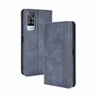 For vivo Y51A ( 2021) / Y51 (2020) Overseas Version (India / Southeast Asia) Magnetic Buckle Retro Crazy Horse Texture Horizontal Flip Leather Case with Holder & Card Slots & Photo Frame(Blue) - 1