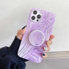 For iPhone 12 mini Frosted Laser TPU Protective Case with Foldable Holder (Purple) - 1