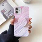 For iPhone 12 mini Frosted Laser TPU Protective Case with Foldable Holder (Pink) - 1