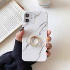 For iPhone 12 mini Frosted Laser TPU Protective Case with Ring Holder (White) - 1