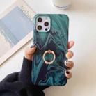 For iPhone 12 mini Frosted Laser TPU Protective Case with Ring Holder (Dark Green) - 1