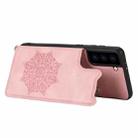 For Samsung Galaxy S21 5G Mandala Embossed PU + TPU Case with Holder & Card Slots & Photo Frame & Strap(Rose Gold) - 5