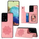 For Samsung Galaxy S21 Ultra 5G Mandala Embossed PU + TPU Case with Holder & Card Slots & Photo Frame & Strap(Rose Gold) - 1