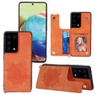 For Samsung Galaxy S21 Ultra 5G Mandala Embossed PU + TPU Case with Holder & Card Slots & Photo Frame & Strap(Orange) - 1