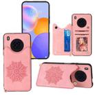 For Huawei Y9a Mandala Embossed PU + TPU Case with Holder & Card Slots & Photo Frame & Strap(Rose Gold) - 1
