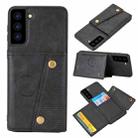 For Samsung Galaxy S21+ 5G Double Buckle PU + TPU Shockproof Magnetic Protective Case with Card Slot & Holder(Black) - 1